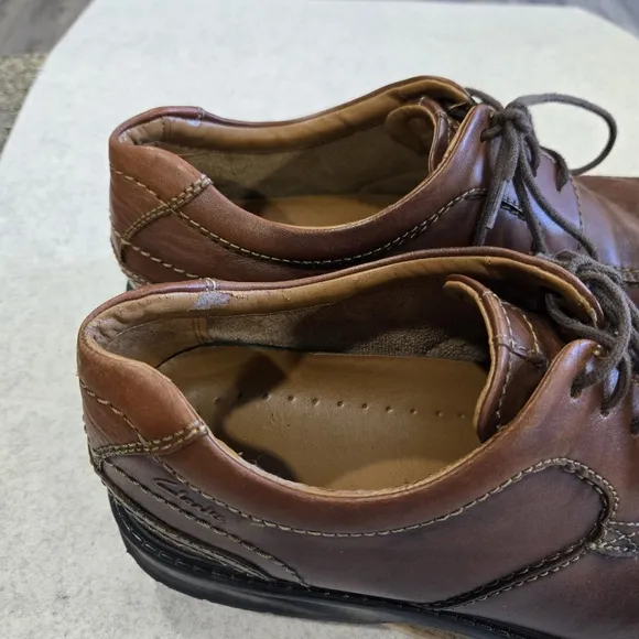 🐢 Clarks Coulson Leather Oxfords Mens Size 11.5 Walking Loafers. Brown
