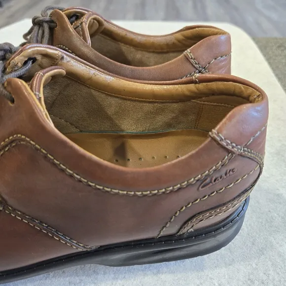 🐢 Clarks Coulson Leather Oxfords Mens Size 11.5 Walking Loafers. Brown