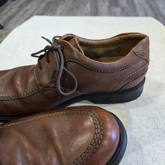 🐢 Clarks Coulson Leather Oxfords Mens Size 11.5 Walking Loafers. Brown