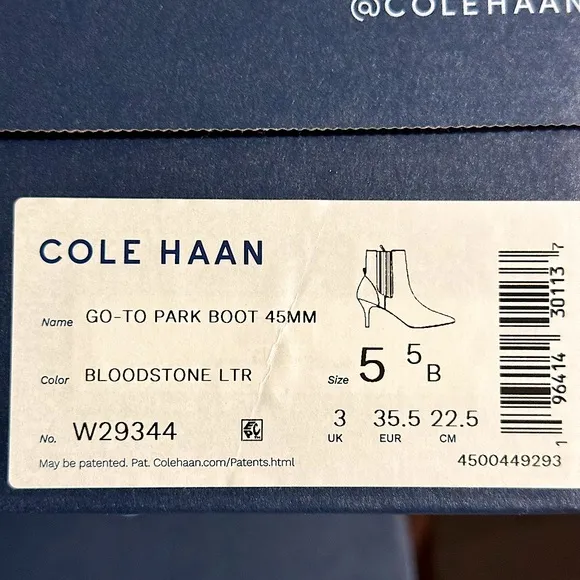 😍 NIB New Cole Haan Go To Park Bloodstone Leather Heeled Ankle Boots Bootie 5.5