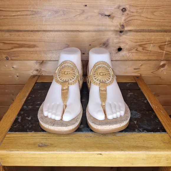 ❤️ Ugg Ayden II Women Tan real Leather memory foam Sandals size 6.5