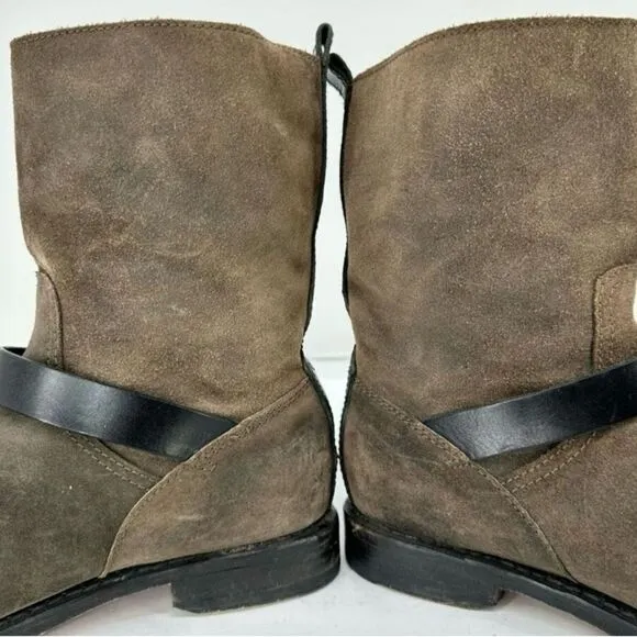 #120 RAG &amp; BONE Waxed Calfskin Moto Boots Size 38/8