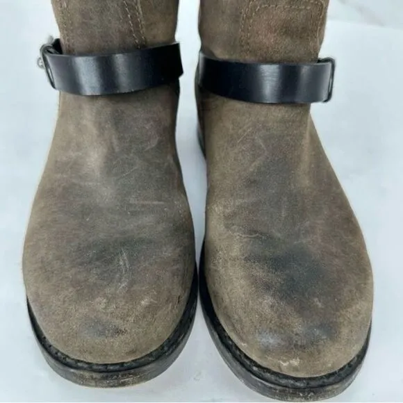 #120 RAG &amp; BONE Waxed Calfskin Moto Boots Size 38/8