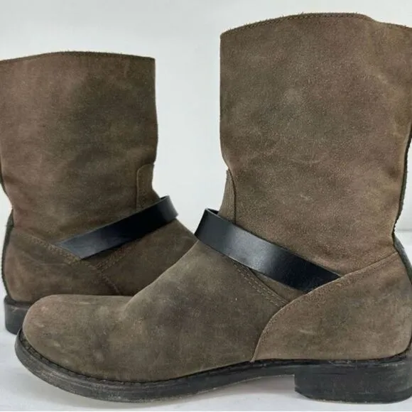 #120 RAG &amp; BONE Waxed Calfskin Moto Boots Size 38/8