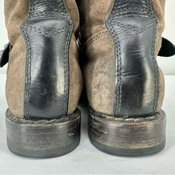 #120 RAG &amp; BONE Waxed Calfskin Moto Boots Size 38/8