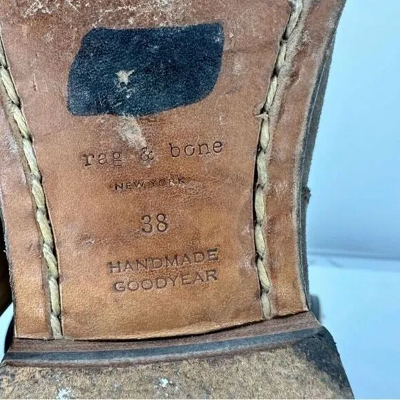 #120 RAG &amp; BONE Waxed Calfskin Moto Boots Size 38/8