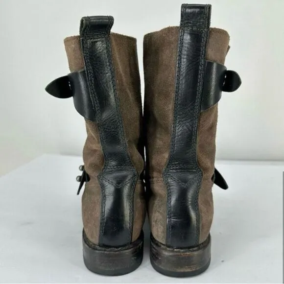 #120 RAG &amp; BONE Waxed Calfskin Moto Boots Size 38/8