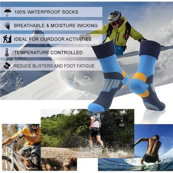 2 Pairs Unisex Waterproof Socks Hiking Wading Trail Running Kayaking Crew…