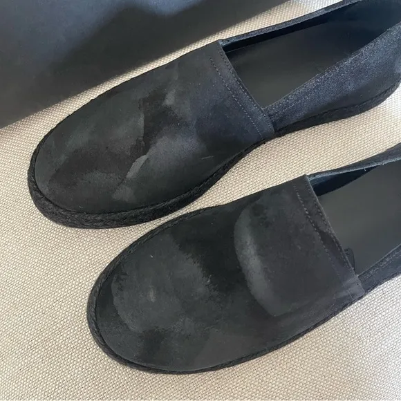 $399 RtA MEN DENIM LEATHER BLACK MOCCASINS LOAFERS SZ 37 5.5