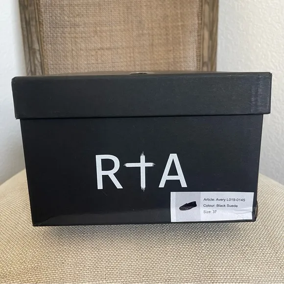 $399 RtA MEN DENIM LEATHER BLACK MOCCASINS LOAFERS SZ 37 5.5