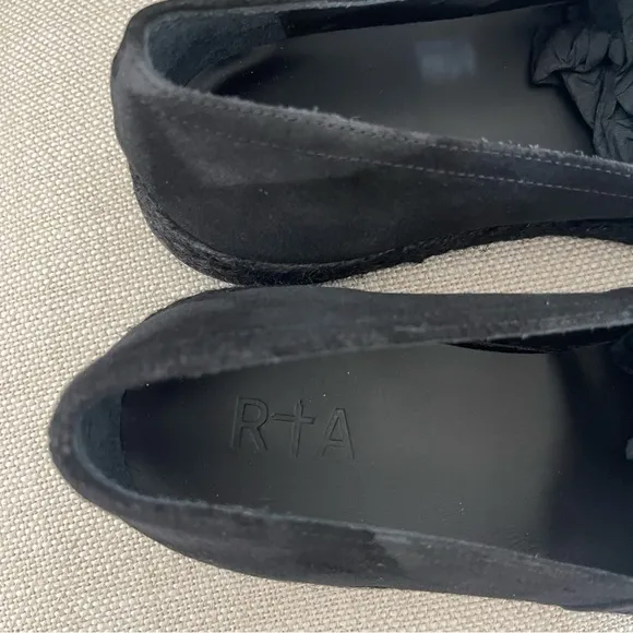 $399 RtA MEN DENIM LEATHER BLACK MOCCASINS LOAFERS SZ 37 5.5