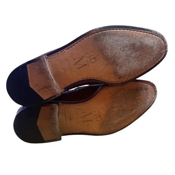 3DM The Royale Peacock Brown Wingtip Penny Leather Loafers (Brown) Size:10