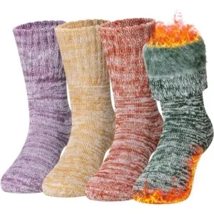 4 Pairs Kids Warm Thermal Socks Thick Insulated Heated Boot Socks