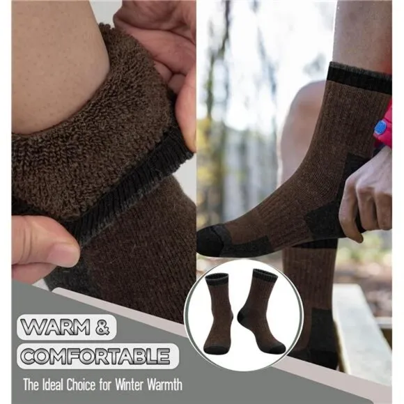 5 Pairs Men's Thermal Socks Winter Warm Socks Cozy Crew Thick Cushion Socks