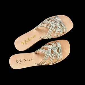 50% off! Matisse Gold Leather Tate Slide Flat Sandals Size 9
