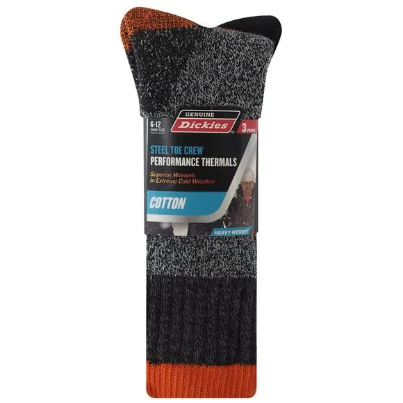 9 Pairs of Genuine Dickies Steel Toe Crew Performance Thermal Socks 3 packs NEW