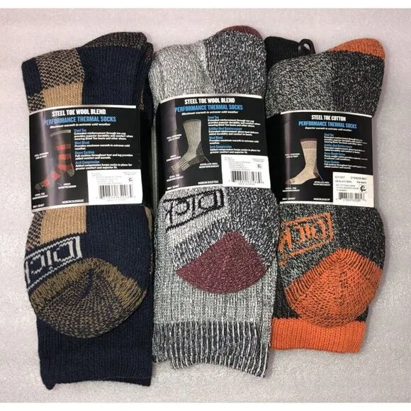 9 Pairs of Genuine Dickies Steel Toe Crew Performance Thermal Socks 3 packs NEW
