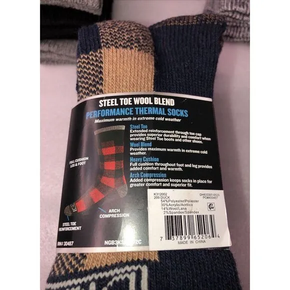 9 Pairs of Genuine Dickies Steel Toe Crew Performance Thermal Socks 3 packs NEW