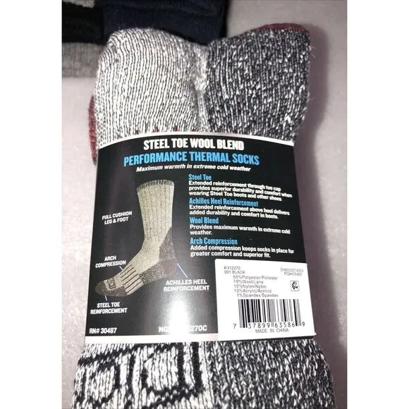 9 Pairs of Genuine Dickies Steel Toe Crew Performance Thermal Socks 3 packs NEW