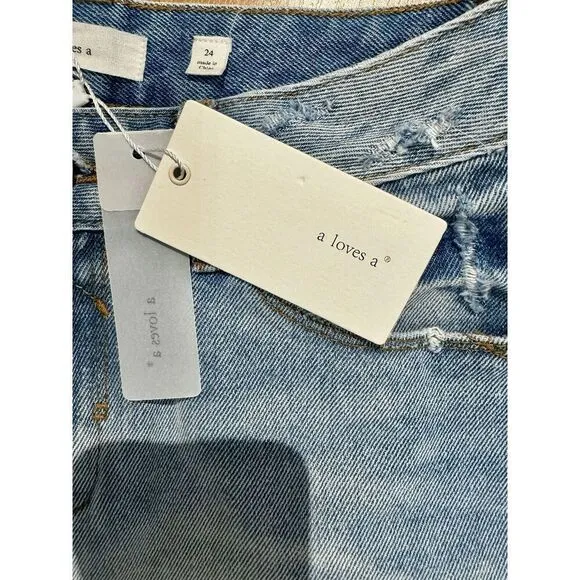 A Loves A  High Waist Distressed Washed Denim Jeans