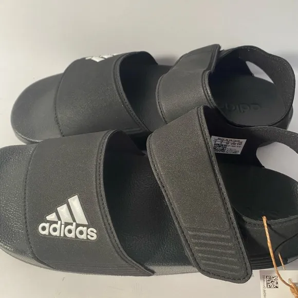 Adidas Black Sandals with Adjustable Straps and Contoured Footbed Adolette