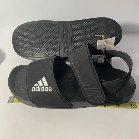 Adidas Black Sandals with Adjustable Straps and Contoured Footbed Adolette