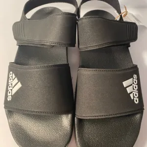 Adidas Black Sandals with Adjustable Straps and Contoured Footbed Adolette