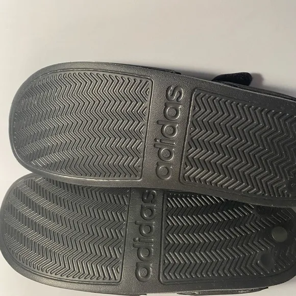 Adidas Black Sandals with Adjustable Straps and Contoured Footbed Adolette