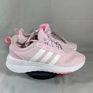 Adidas Girls Pink Racer TR21 Cloudfoam Lace Up Sneakers Shoe Size 6-NEW