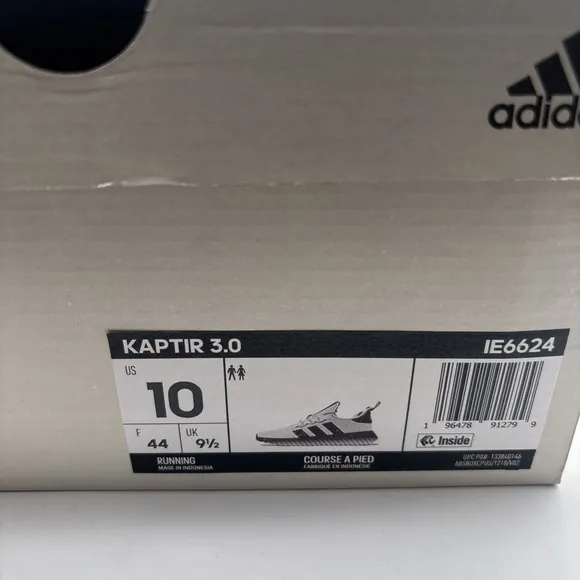 ADIDAS KAPTIR 3.0 RUNNING CASUAL SNEAKERS MEN'S SZ 10 WHITE BLACK IE6624 NIB