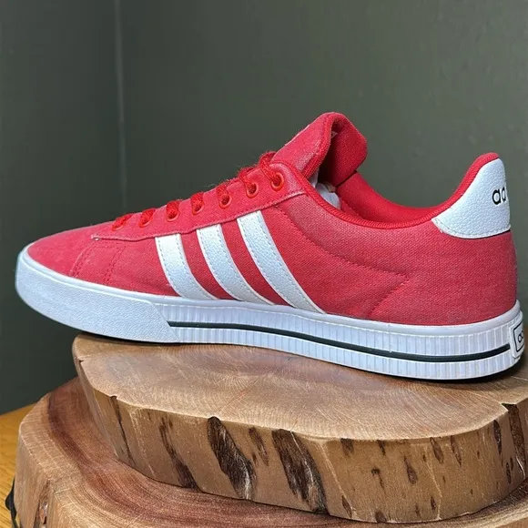 ADIDAS Men’s Daily 3.0 Red and White Sneakers