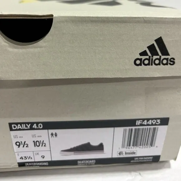 Adidas Men’s Daily 4.0 Gray Lace-Up Sneakers, Size 9.5 M