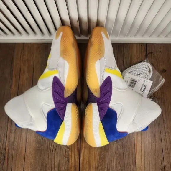 Adidas Pharrell Crazy BYW Mens Sz 9 White Colorful Basketball Sneakers Shoes NEW