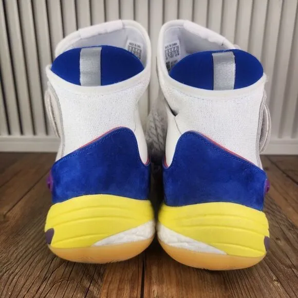 Adidas Pharrell Crazy BYW Mens Sz 9 White Colorful Basketball Sneakers Shoes NEW