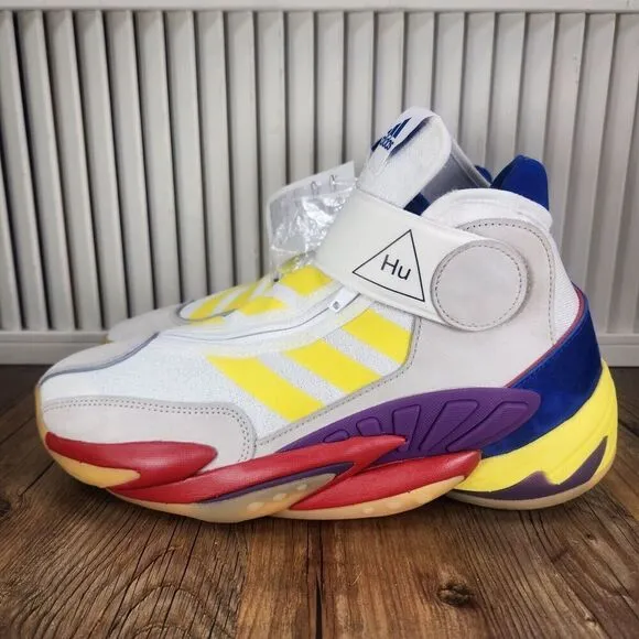 Adidas Pharrell Crazy BYW Mens Sz 9 White Colorful Basketball Sneakers Shoes NEW