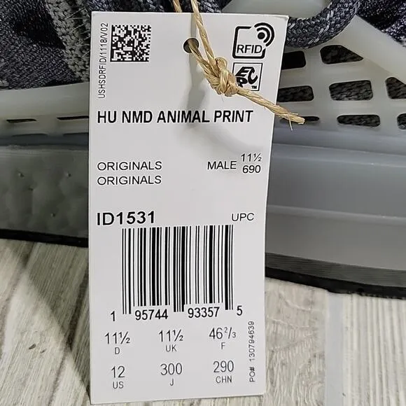 Adidas Pharrell X NMD Human Race Animal Print Ash Gray Sneakers Mens 12 NWT