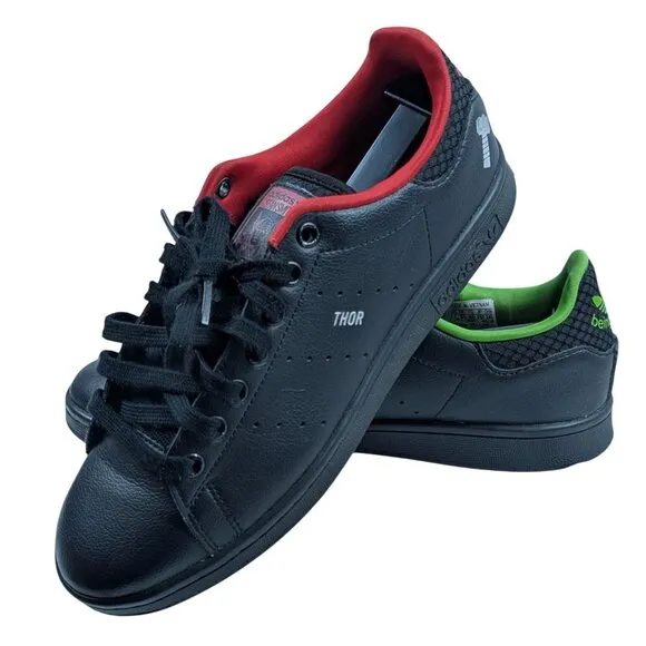 Adidas Stan Smith Marvel Hulk Thor Sneakers 7 Black Leather Mens Shoes