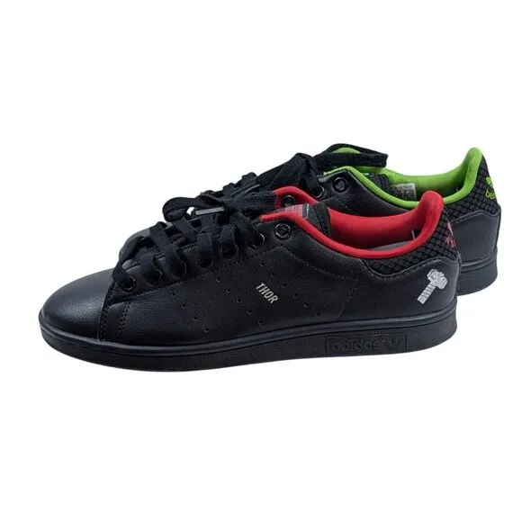 Adidas Stan Smith Marvel Hulk Thor Sneakers 7 Black Leather Mens Shoes