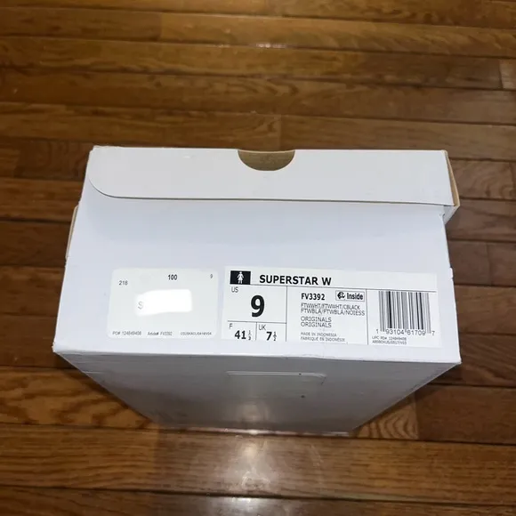 Adidas SuperStar Leather Original Sneakers White, Silver &amp; Black Women’s Size 9