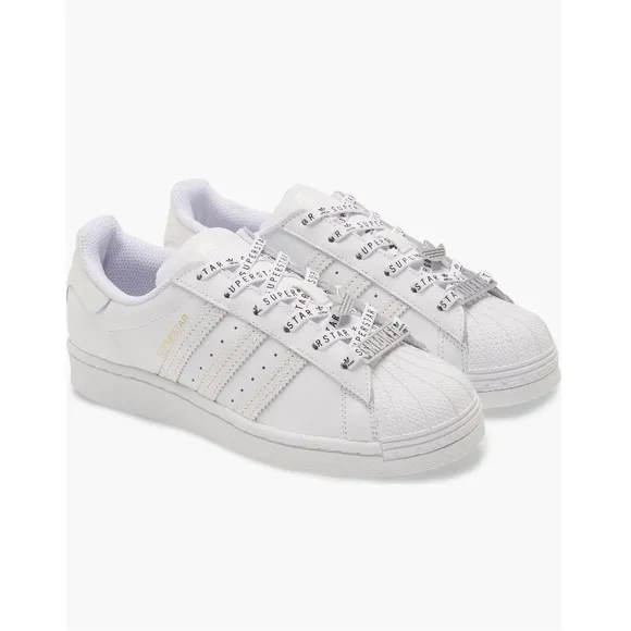 Adidas SuperStar Leather Original Sneakers White, Silver &amp; Black Women’s Size 9