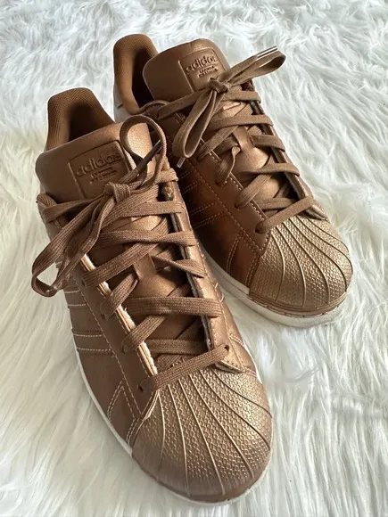 Adidas SuperStar Sneakers M5.5 W7.5 Bronze Copper Shell Toe Lace Up
