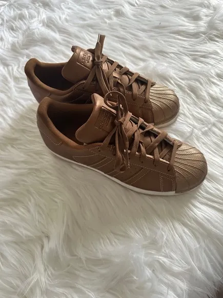 Adidas SuperStar Sneakers M5.5 W7.5 Bronze Copper Shell Toe Lace Up