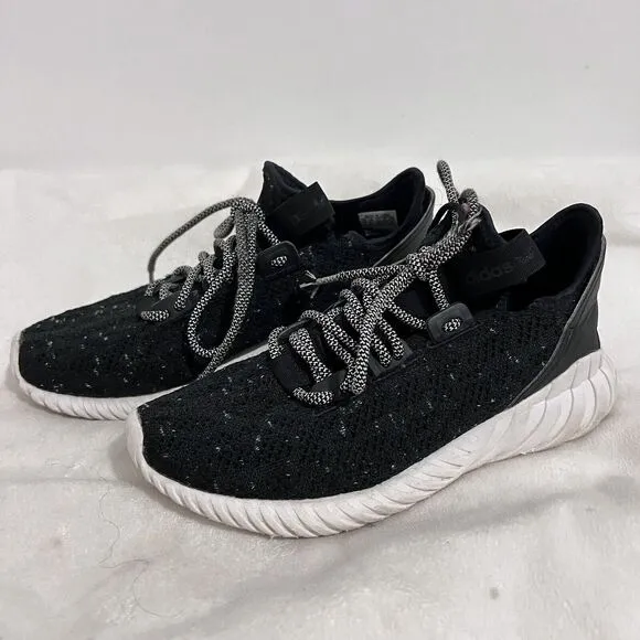 Adidas Tubular Doom Black Sneakers Size 7 Men Youth PrimeKnit BB6737 Speckled