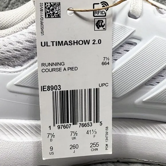 Adidas Ultimashow 2.0 Womens Size 9 Running Shoes Sneakers Cloud White Gray