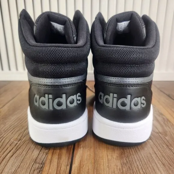 Adidas Hoops 3.0 Mid Mens Size 11 Black White Leather Basketball Sneakers Shoes