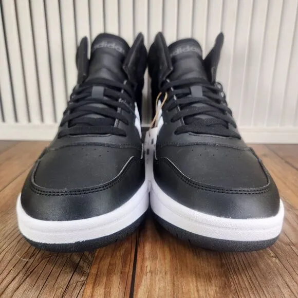 Adidas Hoops 3.0 Mid Mens Size 11 Black White Leather Basketball Sneakers Shoes
