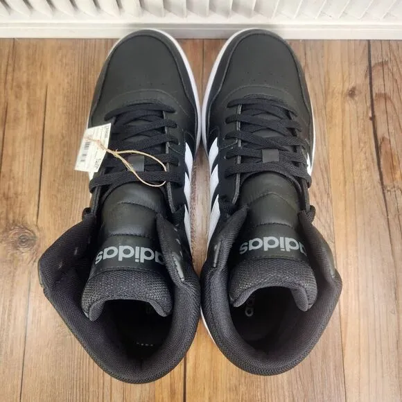 Adidas Hoops 3.0 Mid Mens Size 11 Black White Leather Basketball Sneakers Shoes