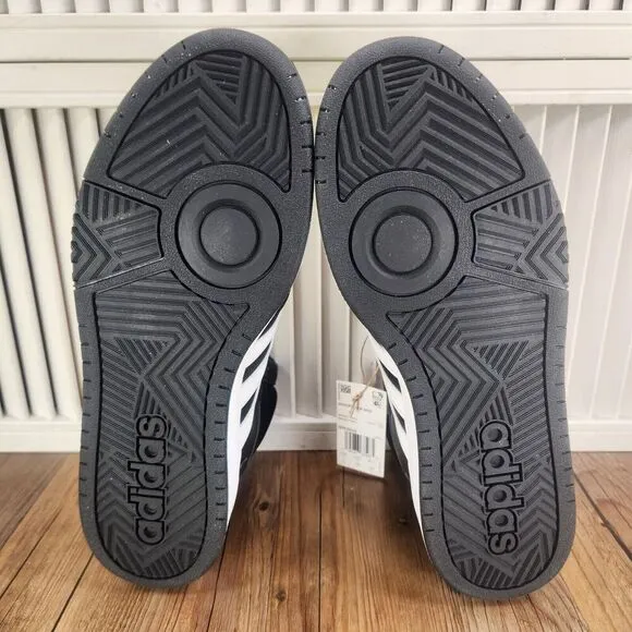 Adidas Hoops 3.0 Mid Mens Size 11 Black White Leather Basketball Sneakers Shoes