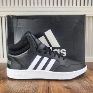 Adidas Hoops 3.0 Mid Mens Size 11 Black White Leather Basketball Sneakers Shoes