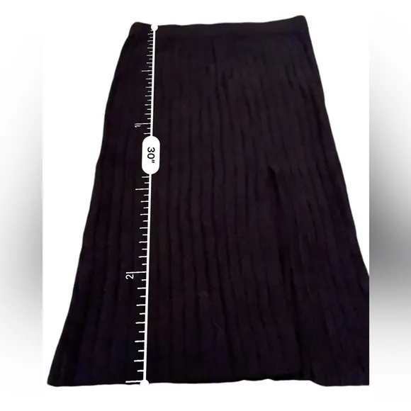 Aerie‎ Black Soft Ribbed Front Slit Pull-On Maxi Skirt Sz S NEW
